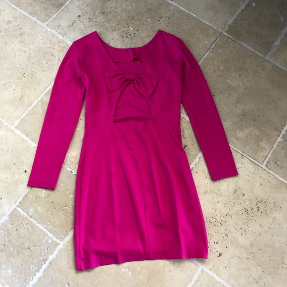 Pink Long Sleeve Back Bow Dress cocktail wedding - Picture 4 of 8
